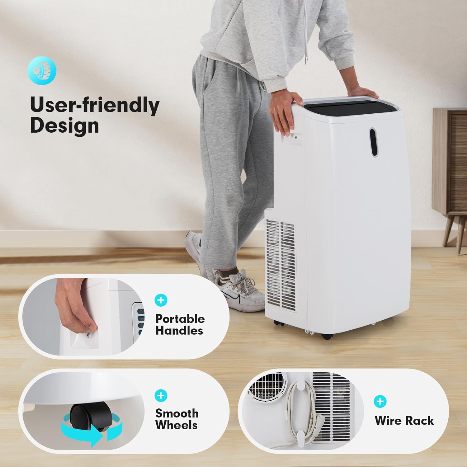 ARLIME 4-in-1 Portable Air Conditioner w/Remote Control, 12000 BTU AC Unit with Cool, Heat, Fan, Dry & Sleep Mode, 24H Timer, Smart Phone Control, Air Cooler w/Window Kit, Cools Up to 450 sq.ft