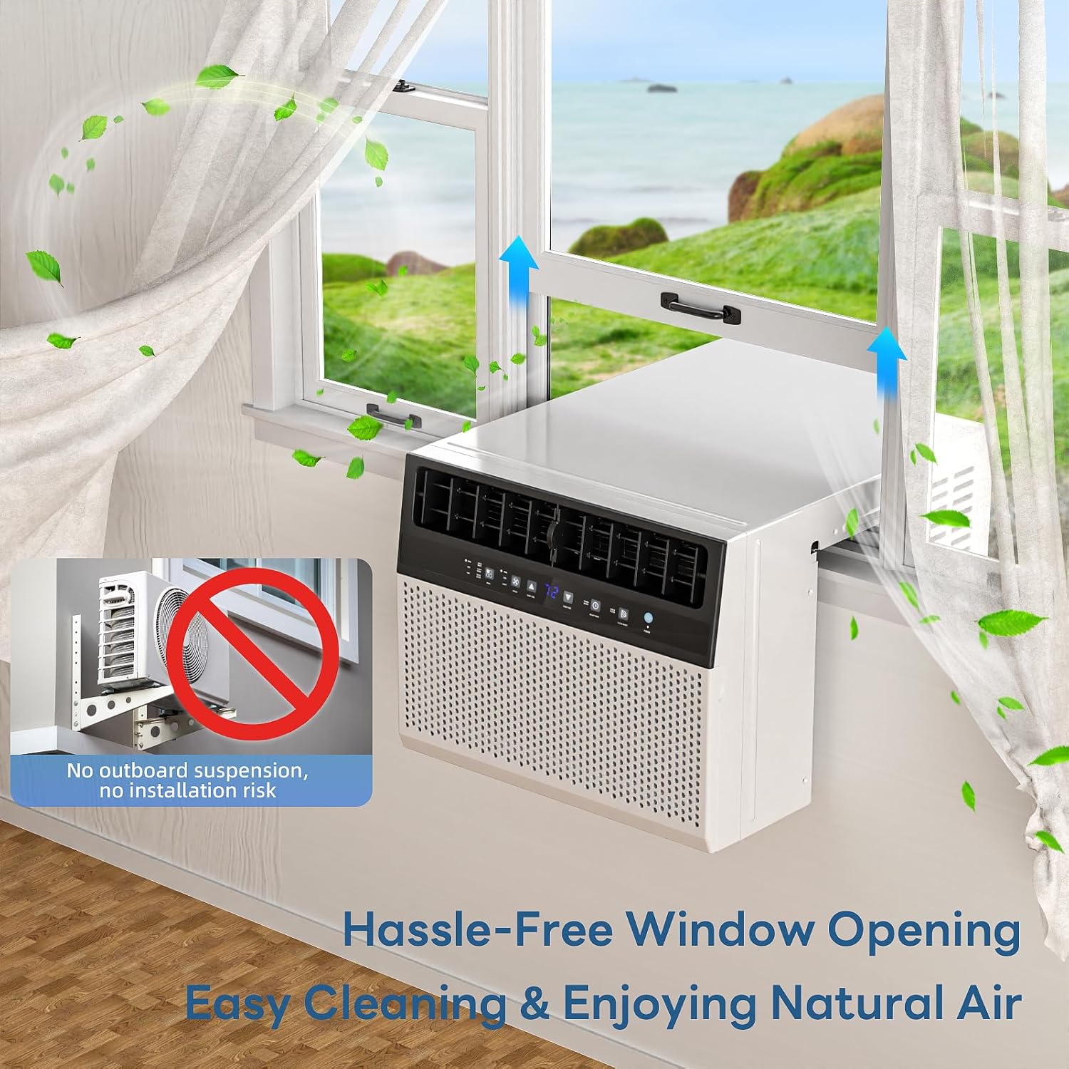 ZAFRO U-Shaped Window Air Conditioner 10000BTU Cools 450 Sq.Ft., Ultra Quiet Energy-Efficient Cooling, With Remote Control