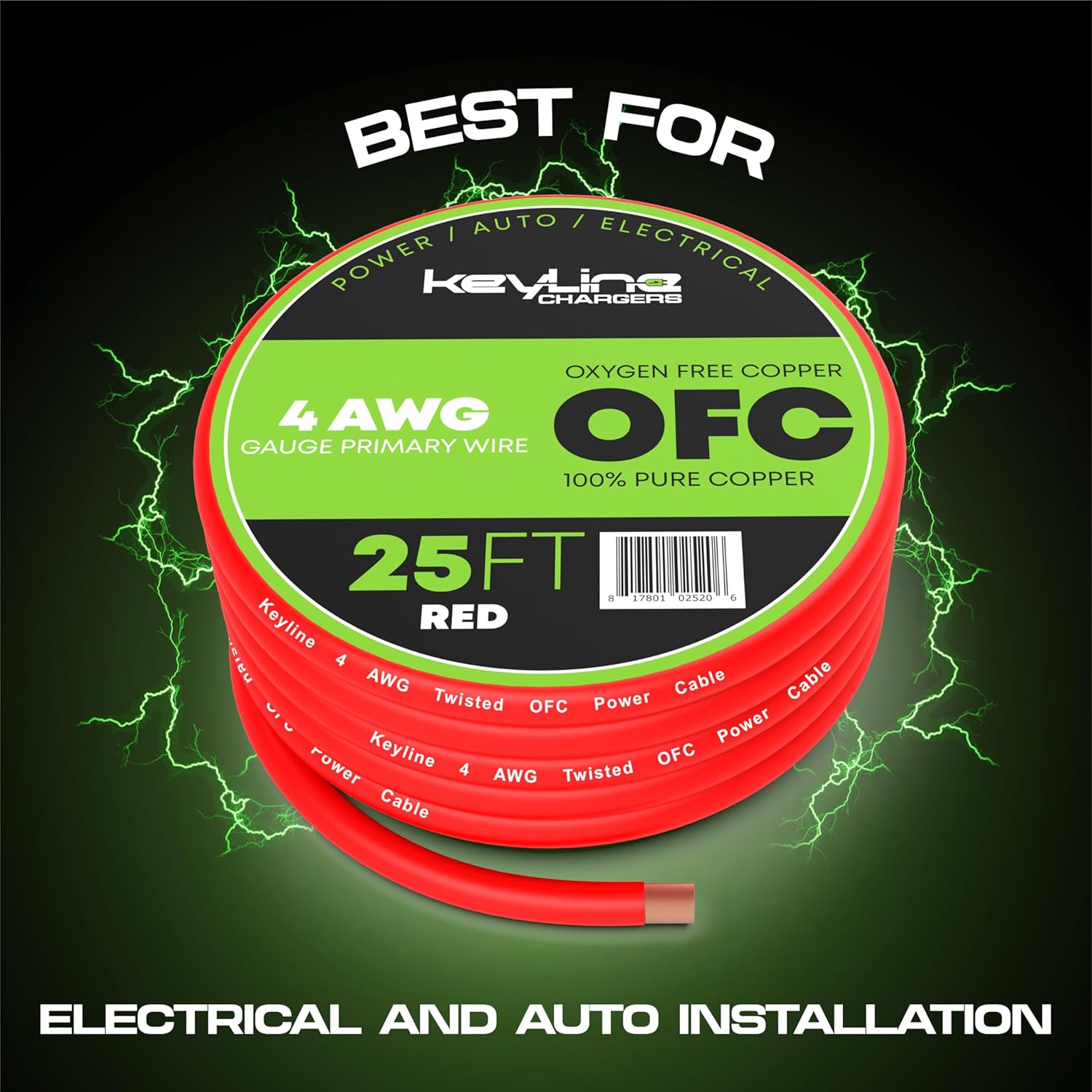 4 Gauge Wire (25ft) AWG Amp Battery Cable for Automotive Electrical Wiring - Oxygen Free Copper (OFC) Welding Cable 4GA - Car Amplifier Power & Ground Cable, Stereo Audio Speakers, RV Trailer Wiring