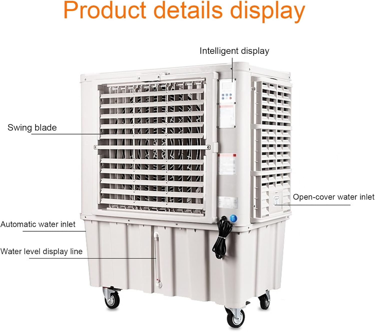 Evaporative Air Cooler, Portable Air Conditioners with Water Tank and Remote Control, Efficient Air Cooler for Rooms Office