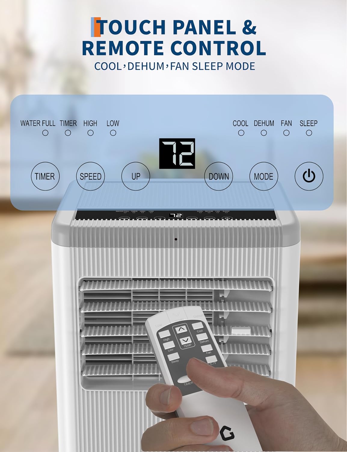 8000 btu Portable Air Conditioner 3 Speeds & Sleep Mode, 3 in-1 Cooling AC Portable Air Conditioner for Room, Standing Air Conditioner for Room, Ventless Floor Air Conditioner Unit Portable