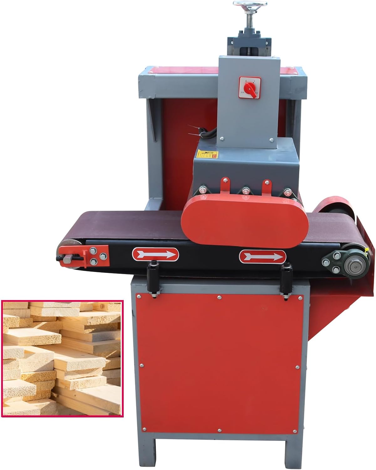 Drum Sander Surface Polishing Machine 11.8inch Sand Belt Width Electric Sanding Machine Belt Sander for Wood Metal Plastic Glass and Steel 220V