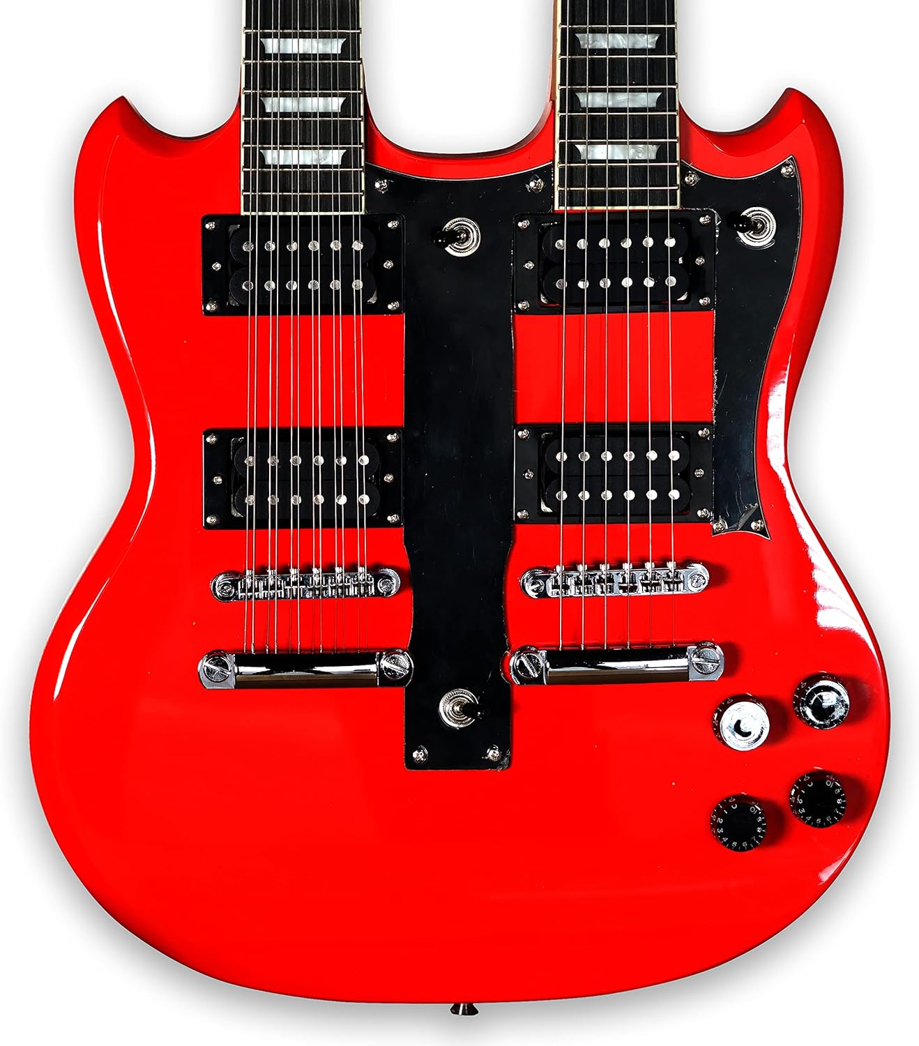 TARIO Double Neck Electric Guitar Double Head Electric Guitar 12 String & 6 String Mahogany Body Mahogany Neck