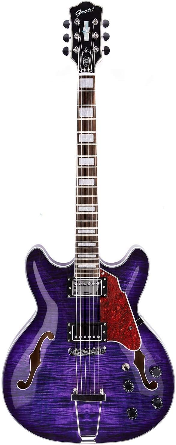 GT335-Electric Guitar with Humbucker Pickups, Ash Wood Body, Maple Neck, Rosewood Fretboard, 7 Strings, Green (GT335-02-purple)