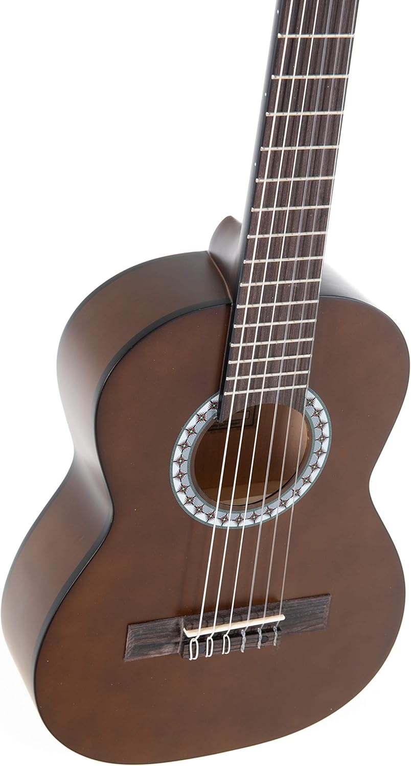GEWA E-Acoustic Classical Guitar BASIC 1/4, children's guitar (ideal for children from 4-7, nickel silver frets, chrome-plated tuners, lime and pakka wood, scale: 450 mm, nut: 43 mm), walnut