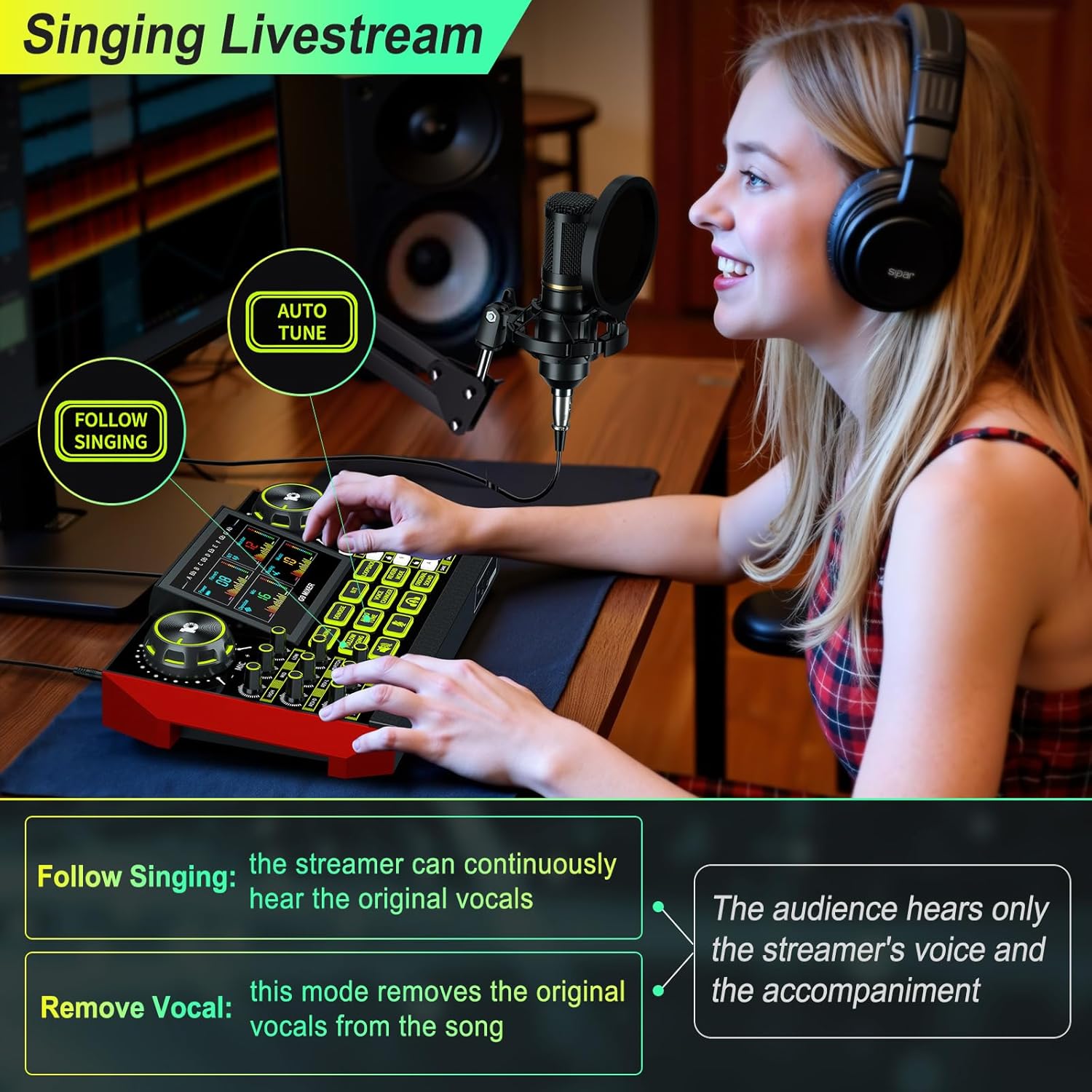 G9 Podcast Equipment Bundle with 3.5mm Condenser Microphone for Pc/Phone Live Streaming Singing Gaming, Podcast Microphone Bundle with Live Sound Board Audio Mixer,Voice Changer, Denoise,DJ Sets