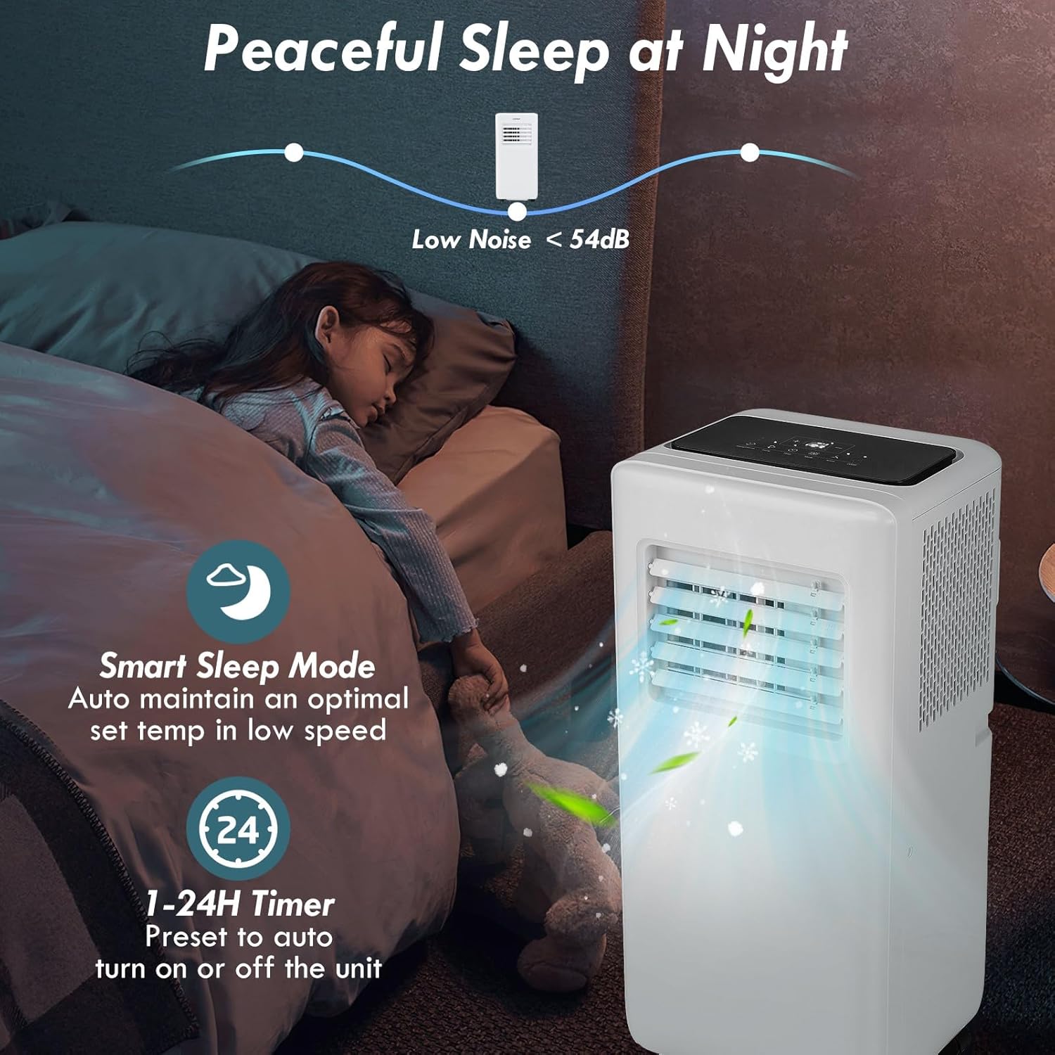 SIMOE 10,000 BTU Portable Air Conditioner up to 350 Sq.Ft. with Remote Control, 3-in-1 Quiet Portable AC with Sleep Mode, 24H Timer, Child Lock, Window Installation Kit for Bedroom/Home/Office