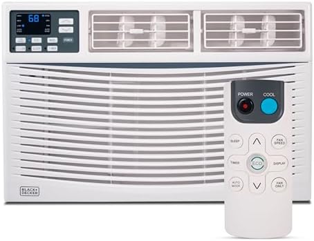 BLACK+DECKER Window Air Conditioner 12,000 BTU, AC Window Unit Cools Up to 550 Square Feet, Window AC Unit with Remote Control, 3 Cooling Speeds and Fan Only Function, BWAC12WTB, White