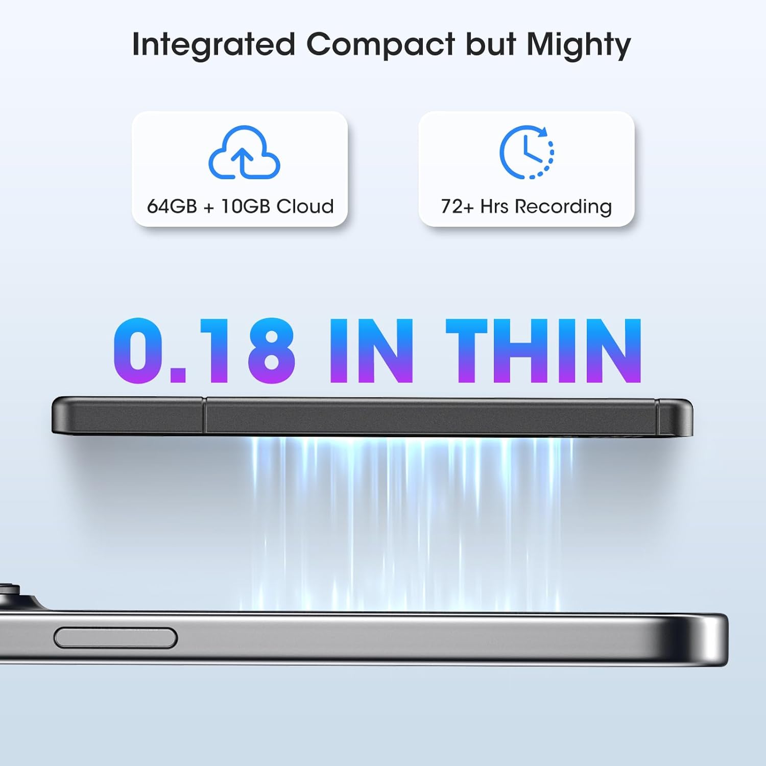 AI Voice Recorder - AI Note Taking Device with Transcribe & Summarize, Support 118 Languages, 64GB APP Control, AI Noise Cancellation, Clear Audio Recorder for Lectures, Meetings, Calls