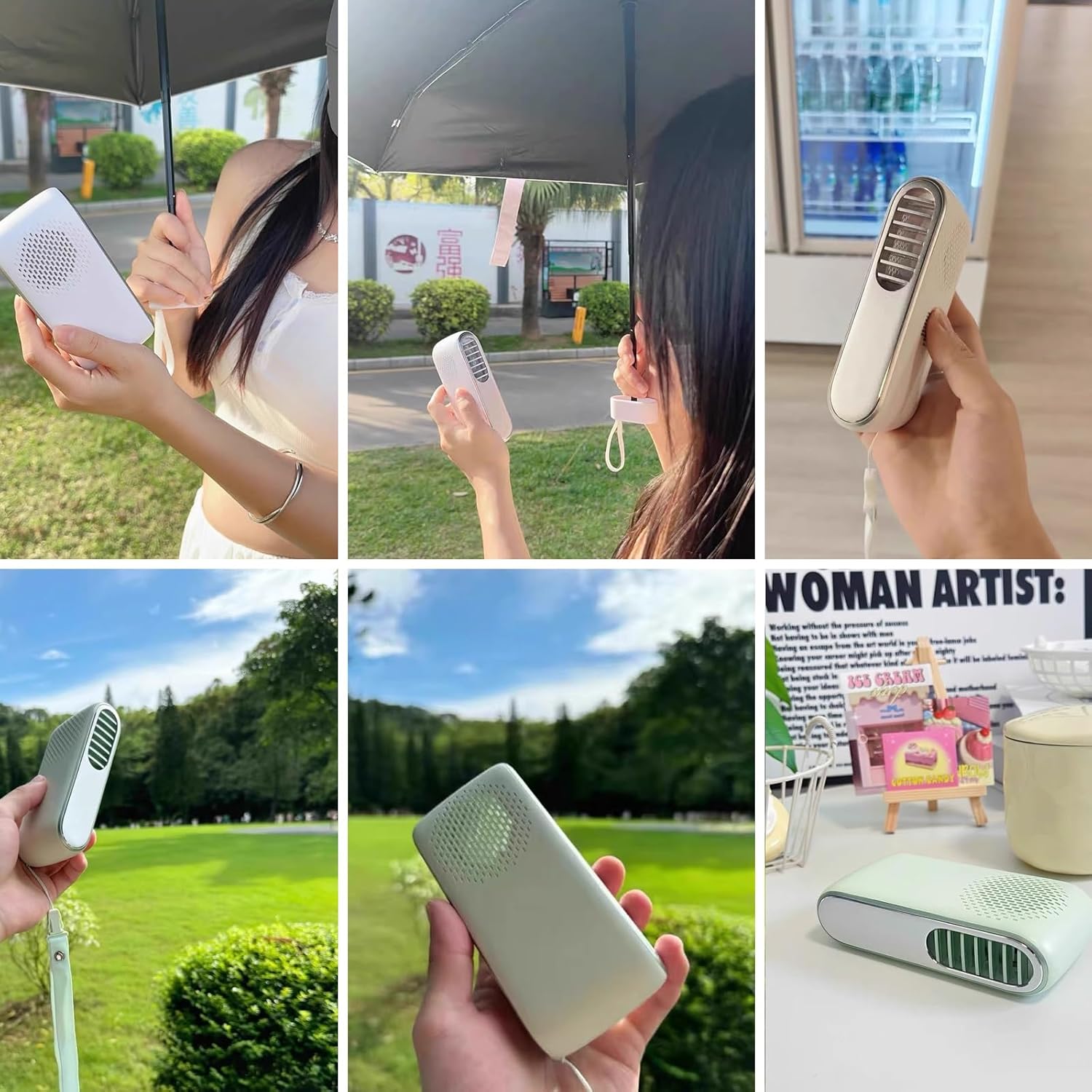 Wireless air Conditioner Air Conditioner Equipped With ICE Semiconductor Cooling Ultra Light 170g Hands Free Personal fan Suitable for Neck and Desktop use(White)