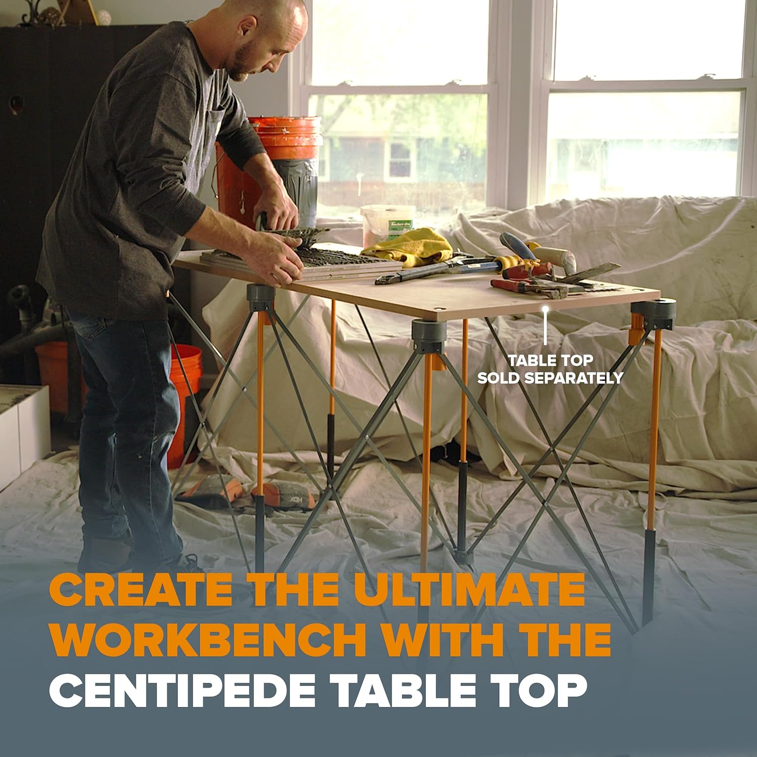 BORA Centipede Workstand CK625 30In X 24In X 48In Steel Centipede Work Support Sawhorse With Bonus Accessories