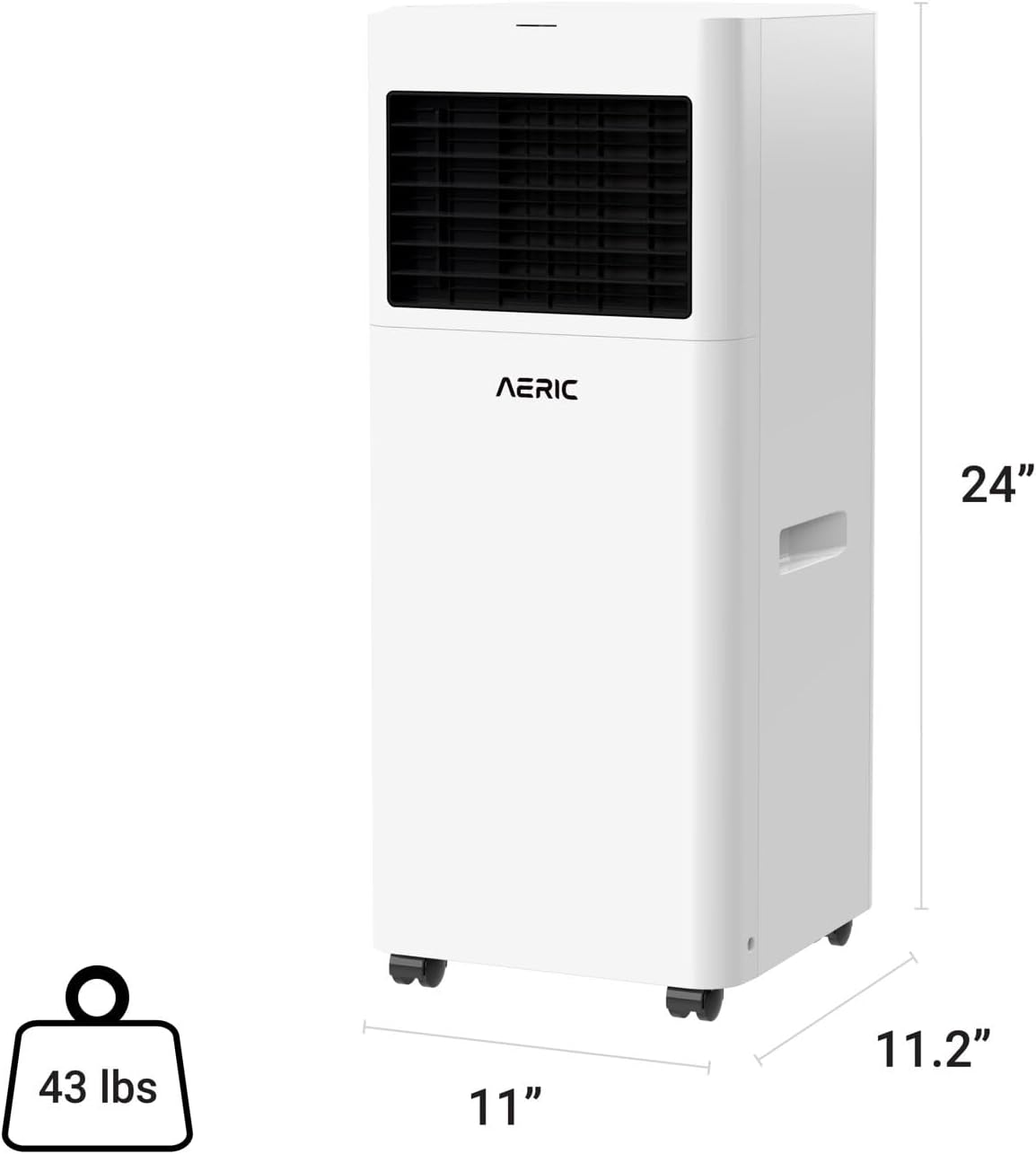 Aeric 5,000 BTU Portable Air Conditioner with 63-Pint Dehumidifier, 115V, Floor AC Unit with Remote, Washable Filter, Caster Wheels, Venting Kit & Timer for Rooms Up To 400 Sq. Ft in White