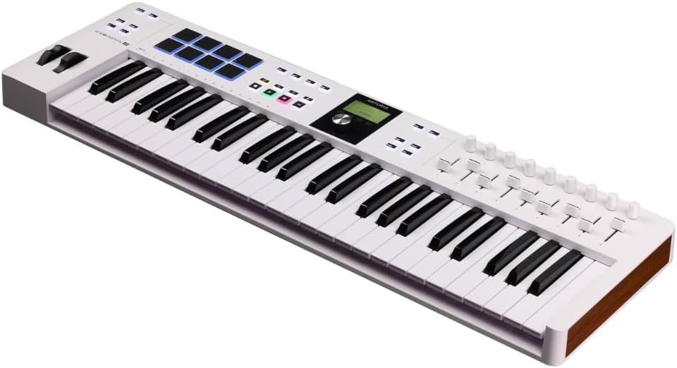 Arturia KeyLab Essential 49 mk3 MIDI Controller White Bundle w/Pig Hog Solutions PMID06 6ft MIDI Cable, & Liquid Audio Polishing Cloth