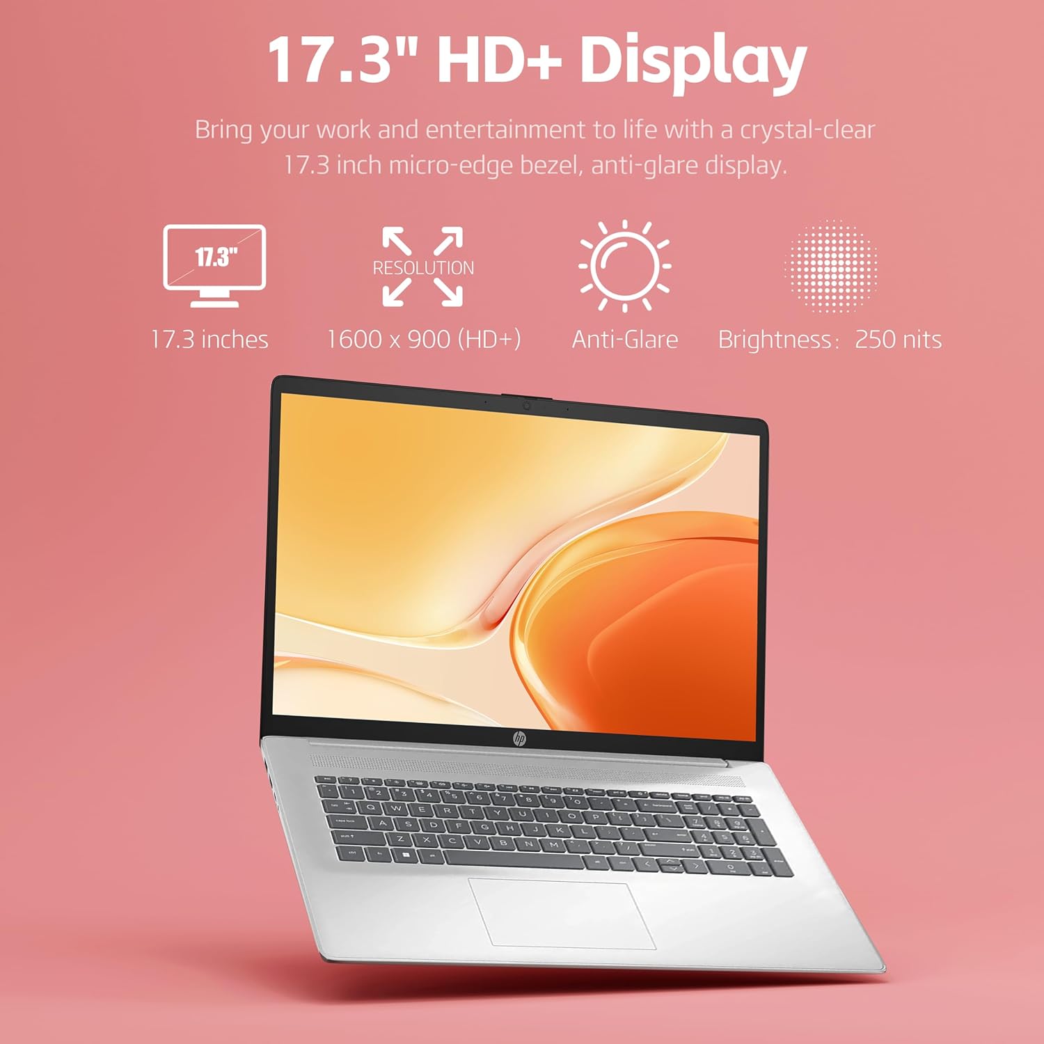 HP 17 Laptop, Intel Core i3 N305 Processor, 8-Cores, 16GB RAM, 1TB SSD, 17.3