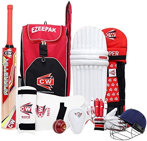 CW Storm Complete Cricket Set for Juniors Batting Cricket Accessories Including Kashmir Willow Bat Size 6 for Age Group 12-13 Years Old Club Coaching Set Full Training Aid Set with Bag