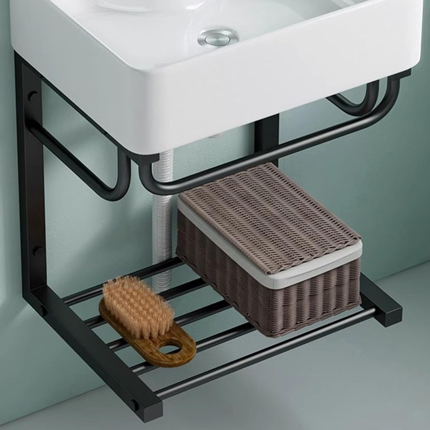 Corner Sink with Bracket, Wall Mount Vessel Sink, Bathroom Sink for Home, Bathroom, Restaurant, Indoor, Office Building, School,White,White-