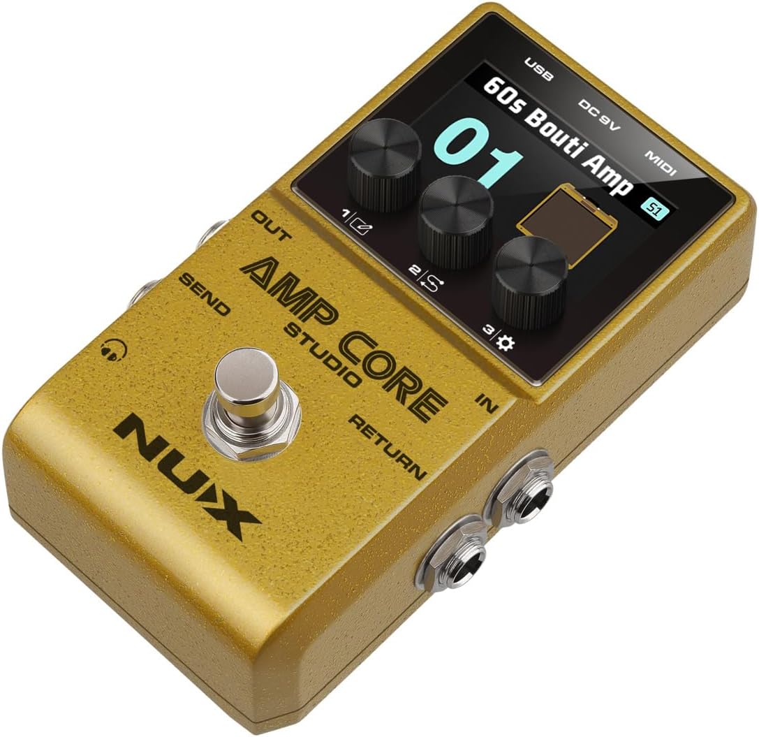 NUX Amp Core Studio Guiar Effect Pedal, IR CABINET with Classic Amp Sounds, 3 Scene Modes, HD Color LCD Screen, IR Pedal