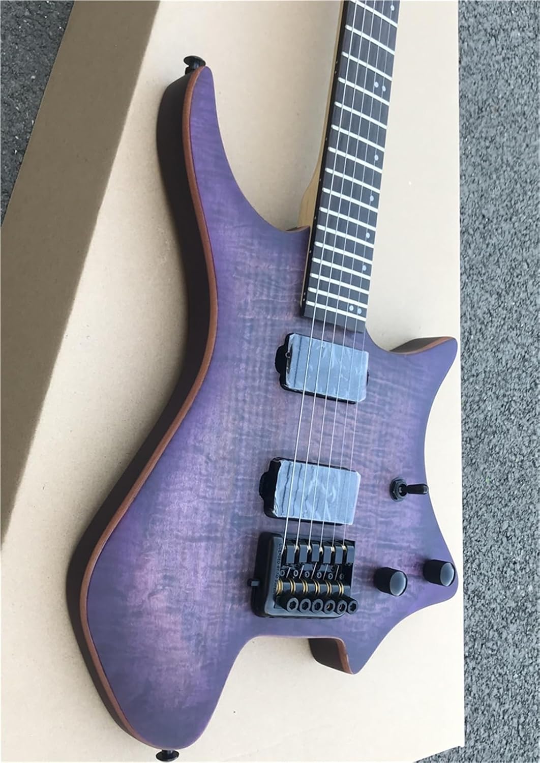 Beginner Electric Guitar Kits Acacia Purple Headless Solid Wood Electric Guitar Closed Pickup