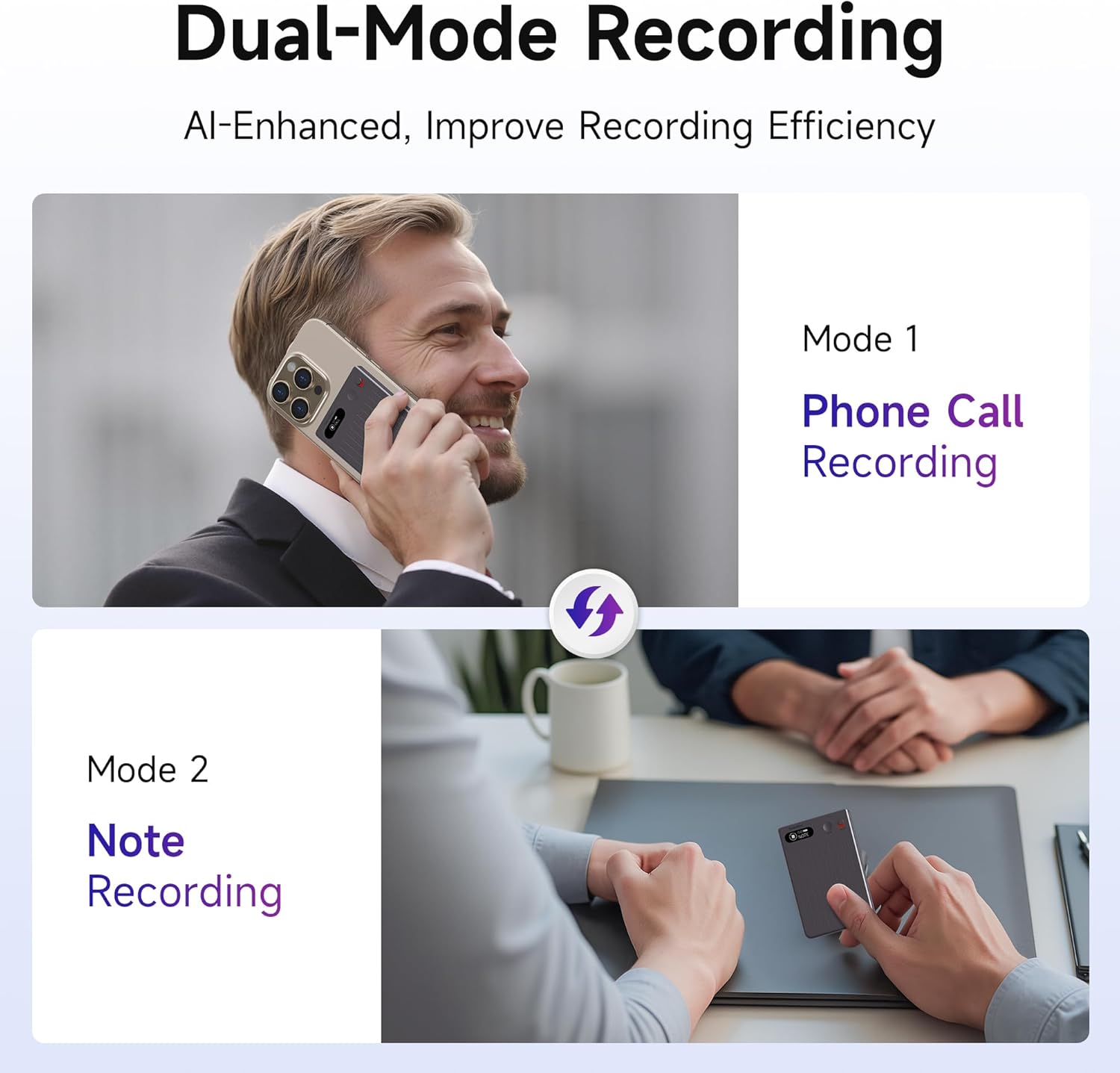 AI Voice Recorder, 64GB Audio Note Recorder – 73H Battery, USB-C Fast Charge, Magnetic Clip, 118-Language Transcription, AI Noise Cancellation, App Control, for Lectures, Meetings, Calls- Gray