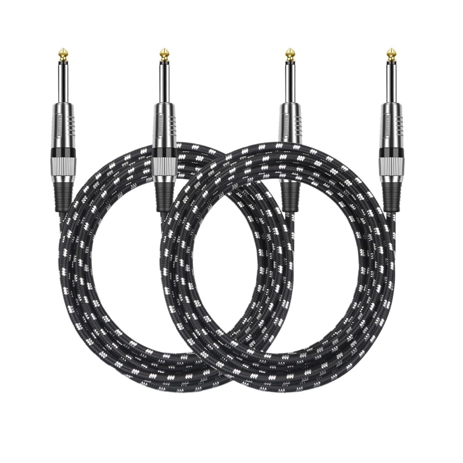 2 Pack TS 6.35 to 6.35 Guitar Cable 6.35 1/4 Inch Mono Jack 6.5mm to 6.5mm Audio Instrument Wire for Bass Mixer Amp Speaker Cord(White-2Packs,0.5m)