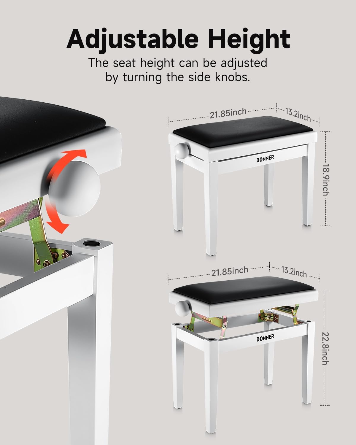 Donner DDP-100 88-Key Weighted Action Digital Piano with White Adjustable Piano Bench