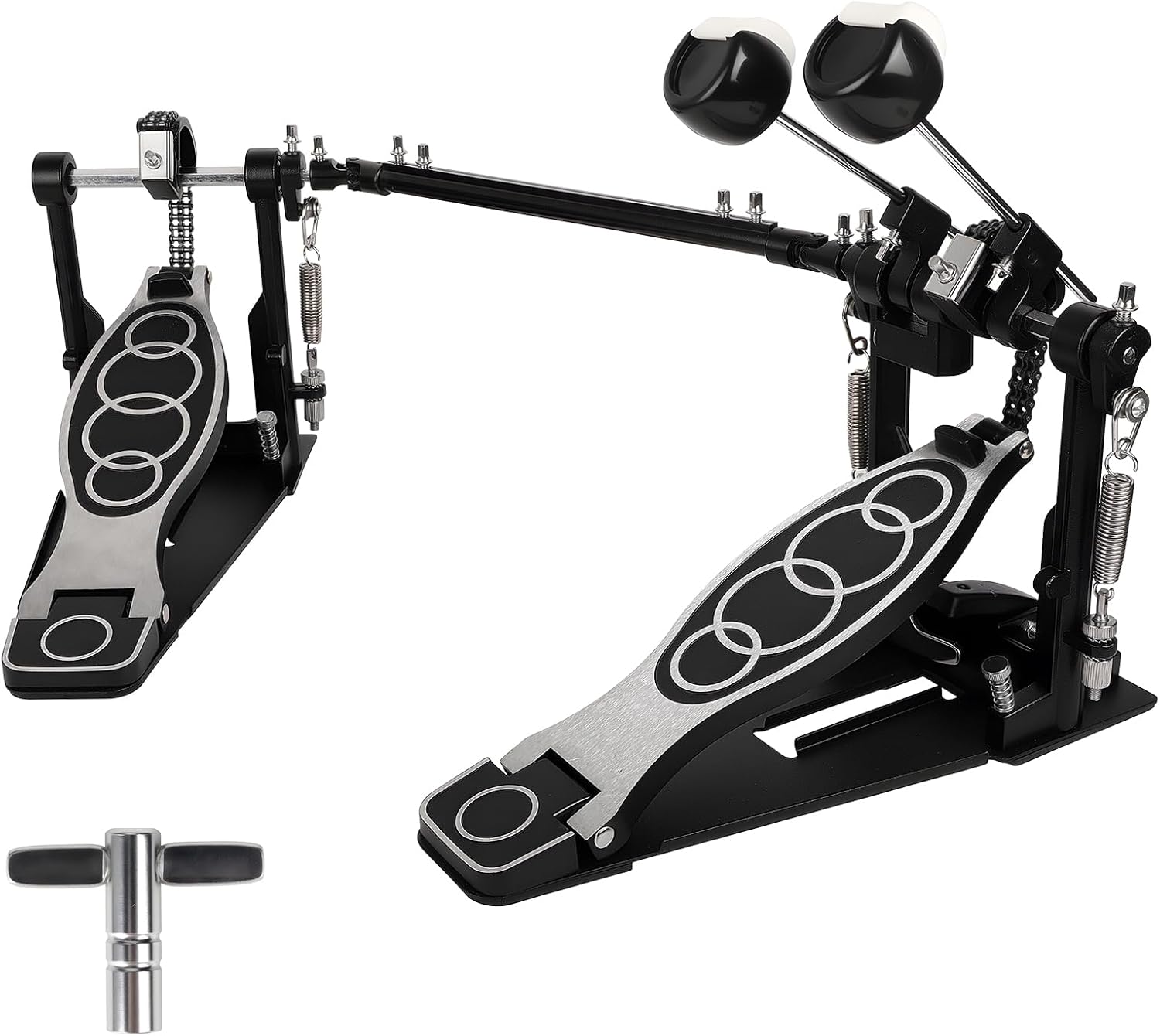Double Bass Pedal, Double Chain Double Bass Drum Pedals, Double Kick Drum Pedal with Patch Suit for Kick Drum (2025)
