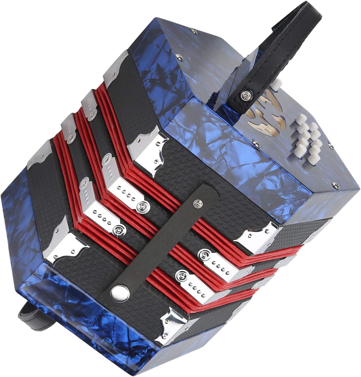 Pilipane Concertina Accordion Professional Portable Musical Instrument with Carrying Bag Solid Wood Leather Construction Elegant Design for Adults Beginners Performers 18 x 17 x 17cm (Royal Blue)