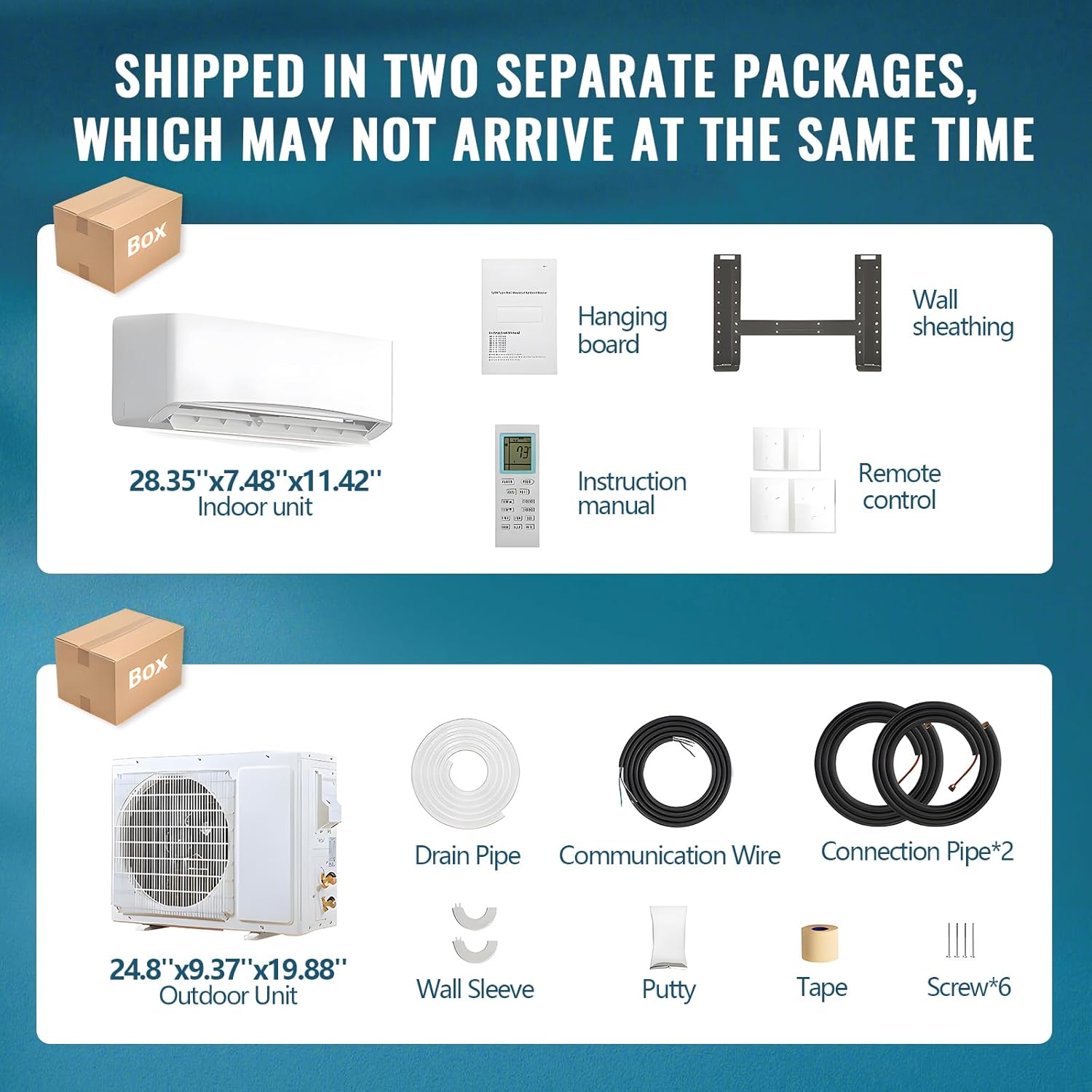 WANAI 9000 BTU 115V Mini Split Air Conditioner & Heat Pump System, 17 SEER2 Split Unit Ac Cool Up to 450 Sq.Ft with Installation Kit for Home, Office & Commercial Space