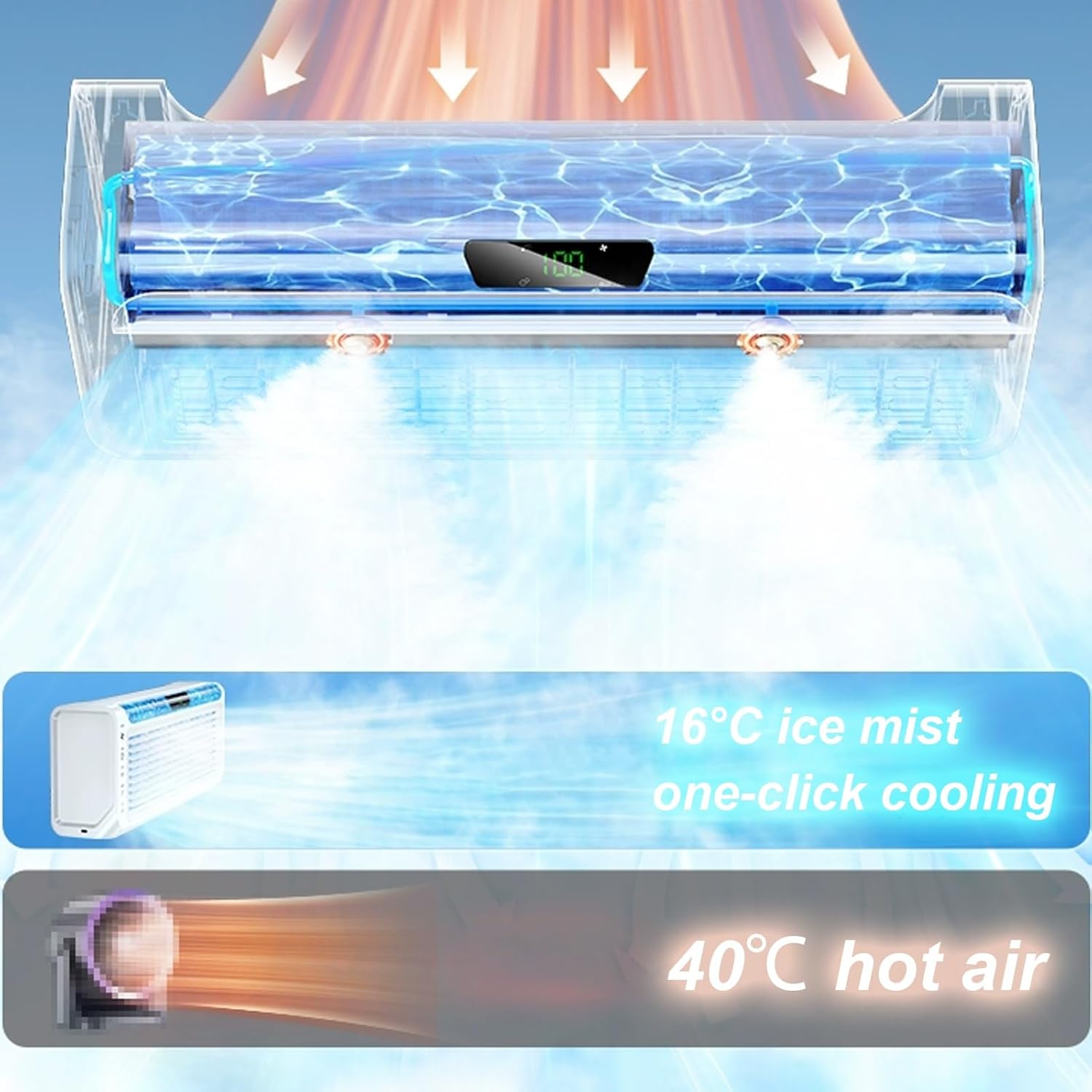 Ductless Portable Air Conditioner Wall 6 Wind Speeds Air Conditioning Fan Wide-Angle Air Supply Timer No Assembly Required Fans That Blow Cold Air 220v