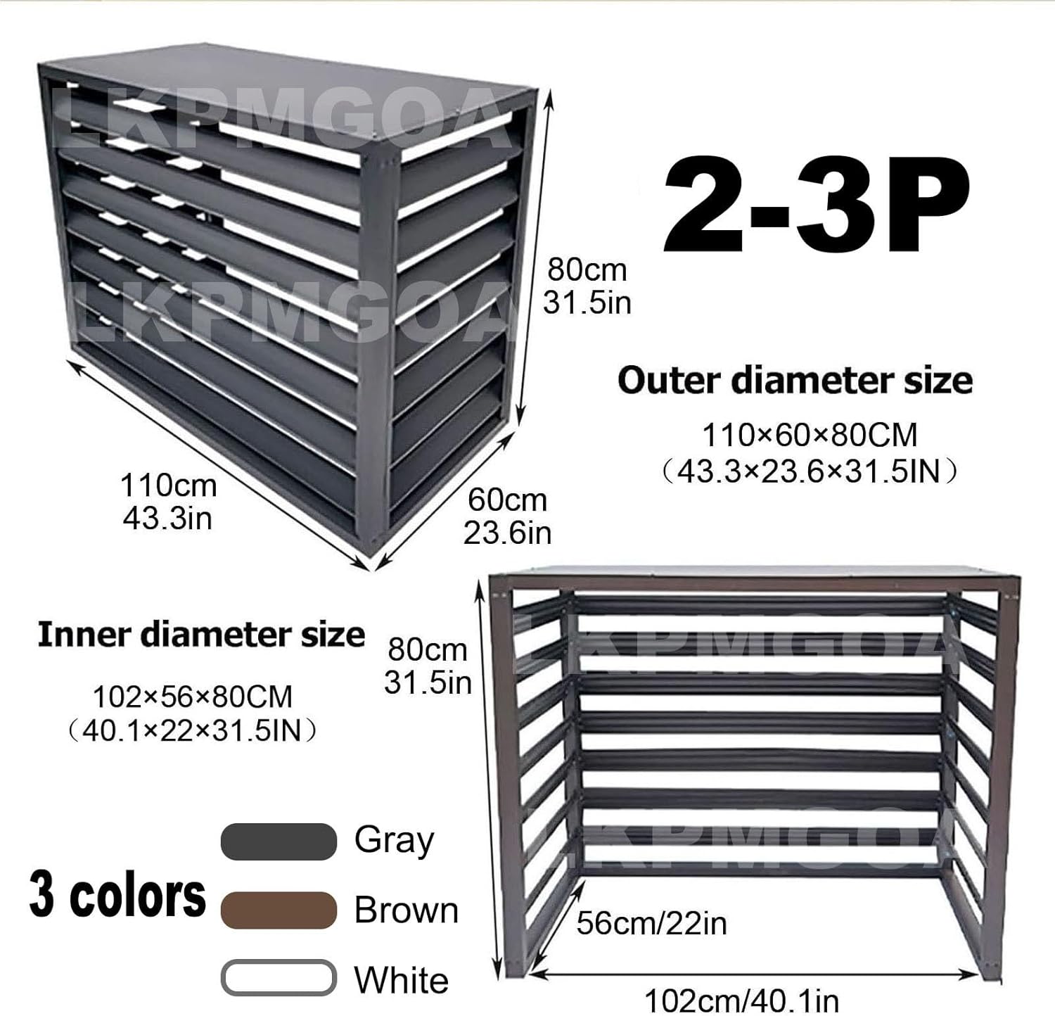 Aluminum Air Conditioner Fence with Top Cover, Outdoor Air Conditioner Fence, Theft Prevention, Noise Reduction(Brown,110cm)