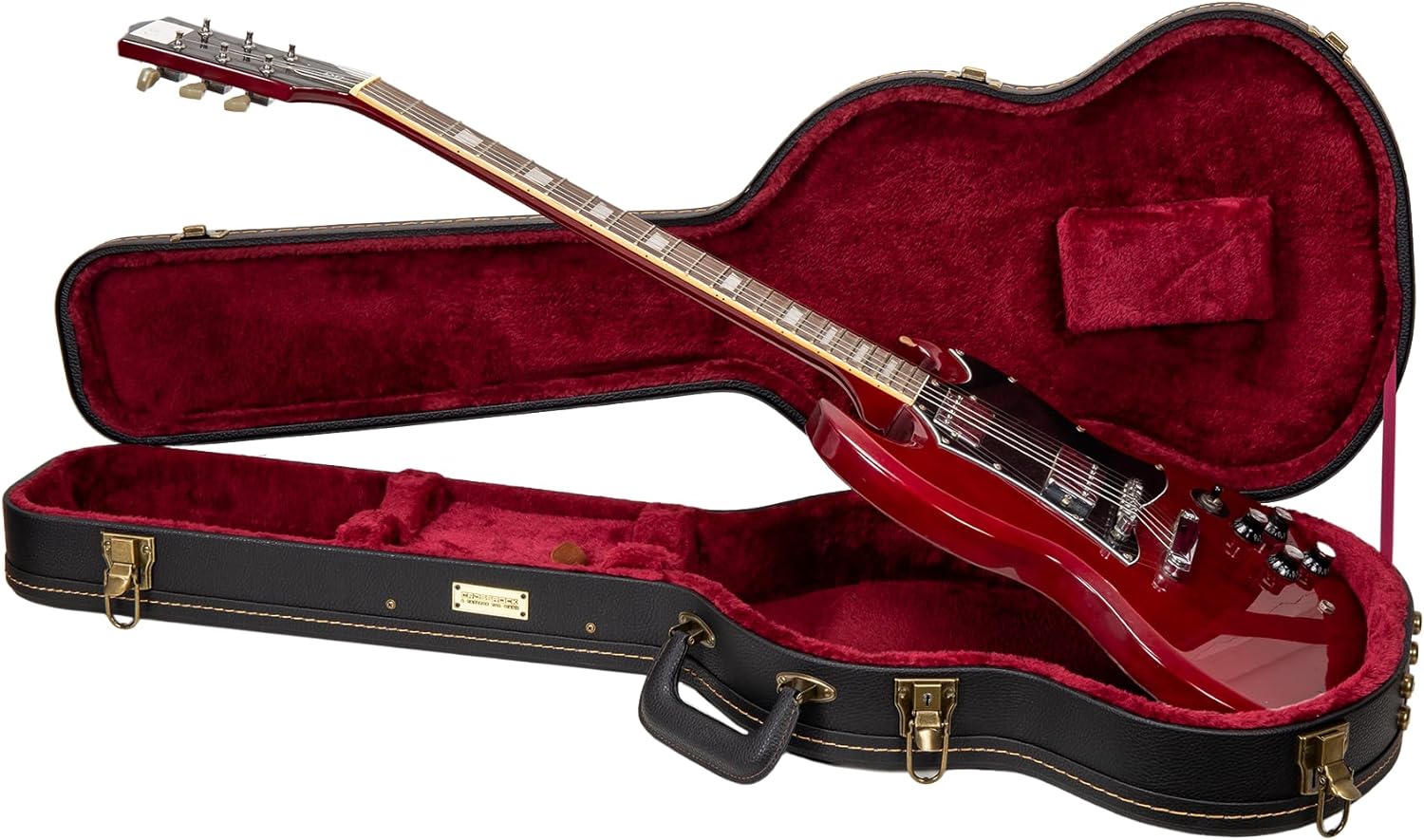 Crossrock SG Electric Guitar Case -Vintage Hardware, Sponge Lining, Metal Feet, Storage Space-Black (CRW520SGBK)