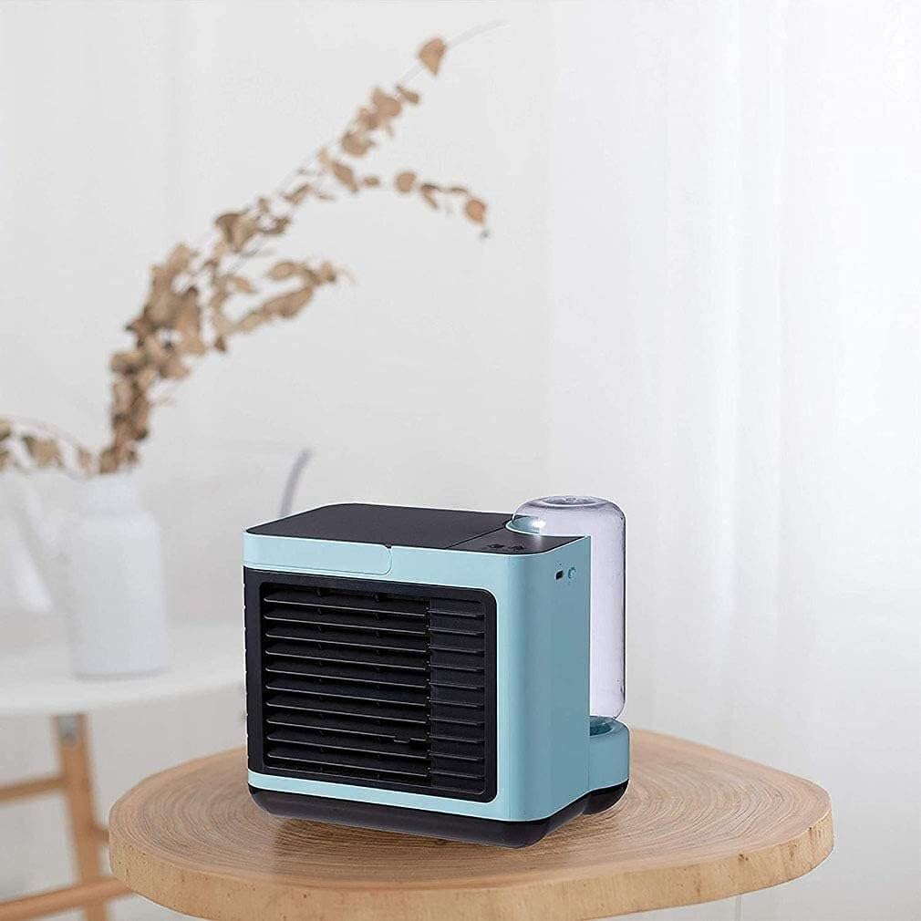Portable Evaporative Air Cooler & Humidifier, Silent Electric Fan, 3-Speed Air Conditioner for Home & Office, Mobile Cooling, White