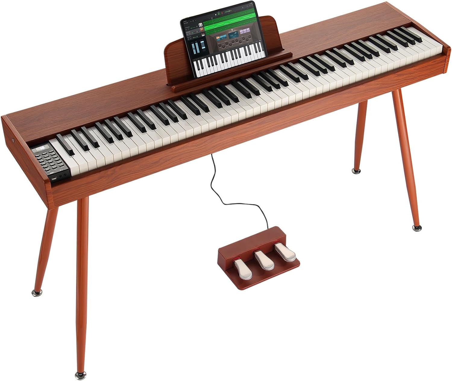 HappyBuy Digital Piano with Weighted Keys, 88 Key Electric Piano with Dual Keyboard & Speakers, Four-Legged Stand and Headphone, 200 Tones & Rhythms, Bluetooth/USB/MIDI Support, Ideal for Novices