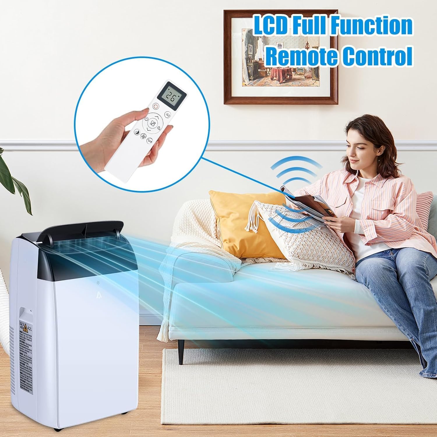 14000 BTU Portable Air Conditioner,3-in-1 Cooling Unit With Fan,Fehumidifier, And Refrigeration Functions, Featuring 3 Speed Settings, Energy Efficiency, Low Noise Operation, and Timer.