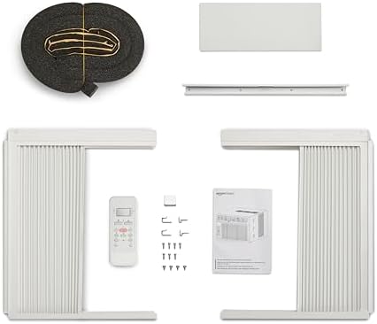 Amazon Basics 6000-BTU Window Air Conditioner, Up to 250 Sqf, Window AC Units with Cool and Fan Functions, Washable Filter, Adjustable Window Kit, Digital Temperature Display, Remote Control, White