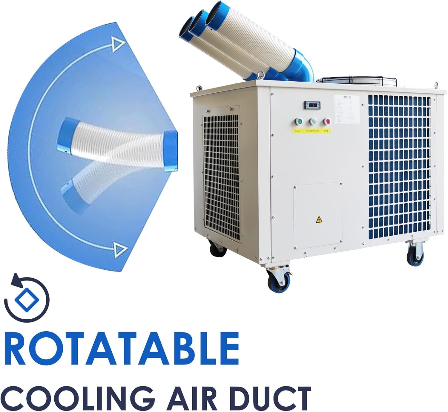220V Commercial Portable Cooling Aircon 29,800 BTU Industrial Mobile Outdoor Spot Cooler Air Conditioner Three Columns 1550m³/h 3150W