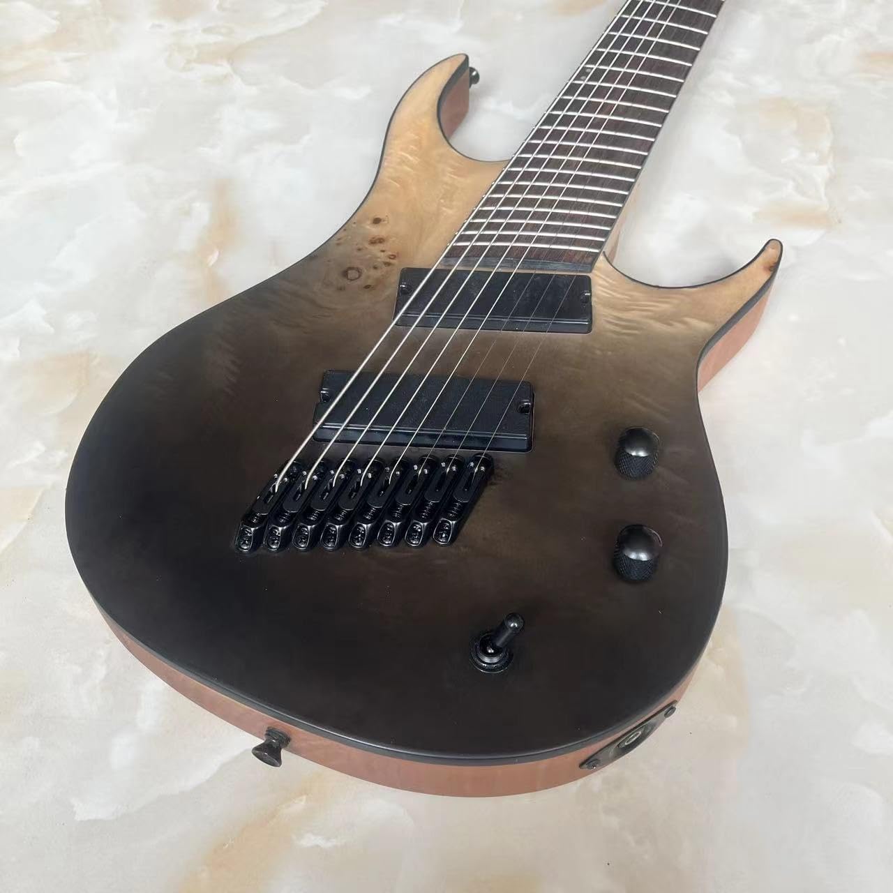 CoByda Upgrade Fanned Fret 8 String Electric Guitar Quilt Maple Top High Output Humbucker Pickups Stainless Steel 24 Frets Full-Size Standard Guitar for Beginner Intermediate & Pro Players