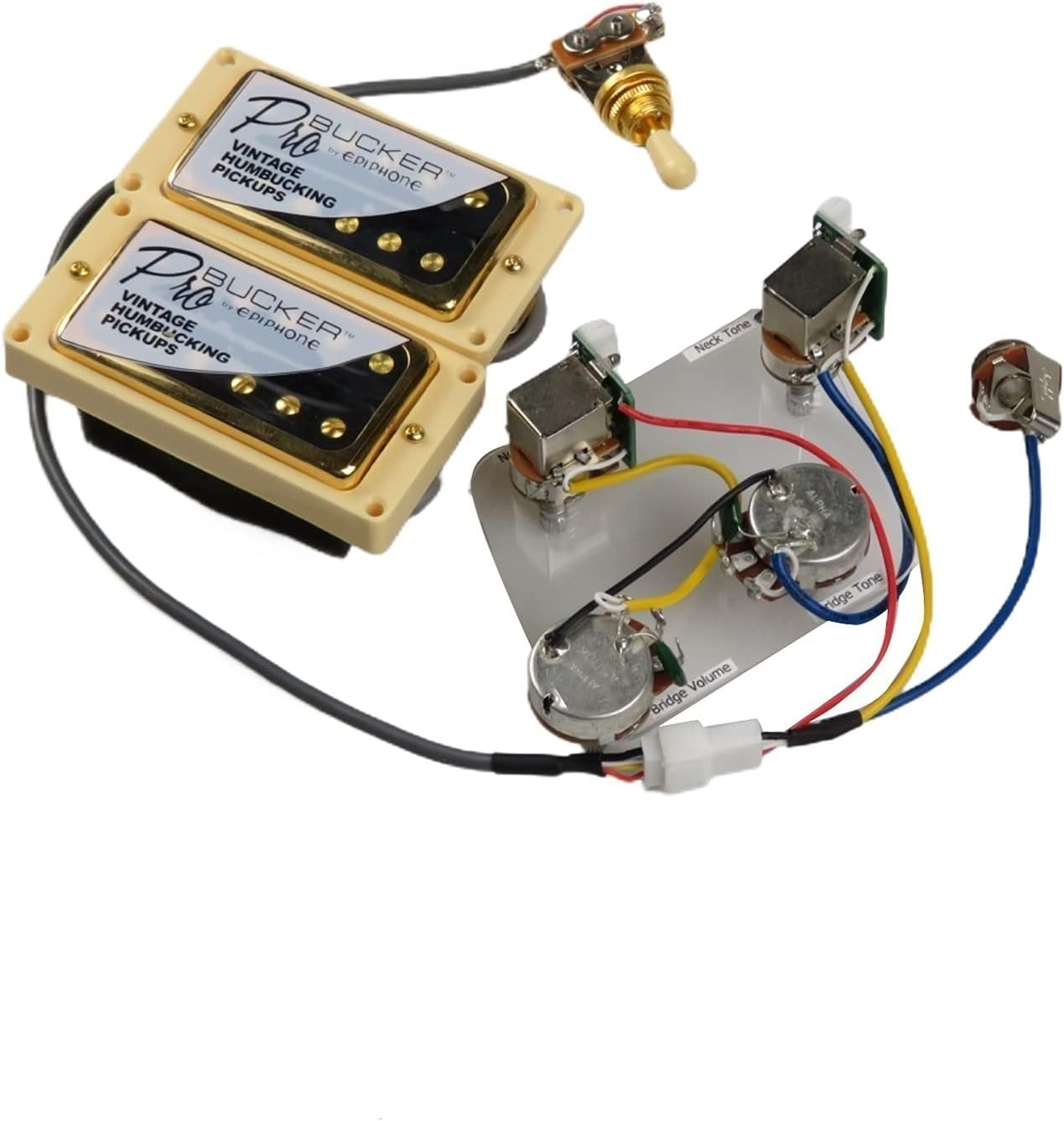 Electric Guitar Pickups Humbucker Pickups Alnico 5 ProBucker Push/Pull Wiring Harness Electric Guitar Pickups for Epiphone Guitar Pickup Set (Color : Golden YE)