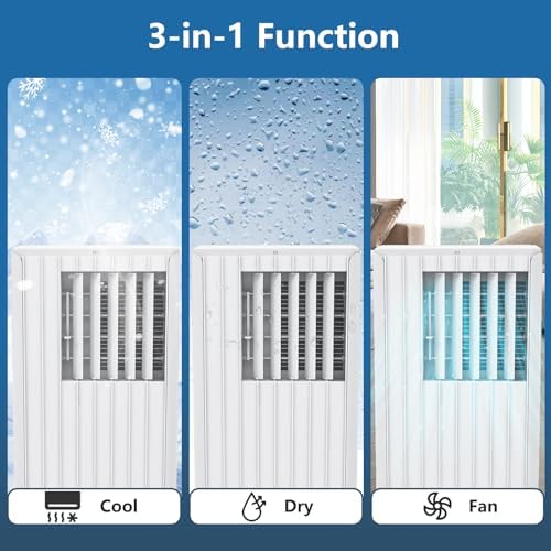 8000 BTU Portable Air Conditioners, 3-in-1 Portable AC Units Cools 350 Sq.Ft. for Rooms with Remote Control,Sleep Mode,24H Timer, AC Unit for Bedroom Apartment Dorms, Window Kit Included