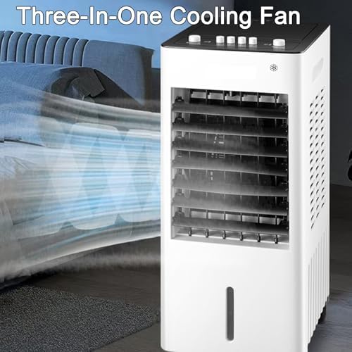 Evaporative Air Cooler, 3-in-1 Indoor Swamp Cooler Air Conditioner with 8 L/2.1 Gal Water Tank, 3 Speed 36 dB, 2 Ice Packs, 90° Oscillation, for Indoor, Bedroom(Black)