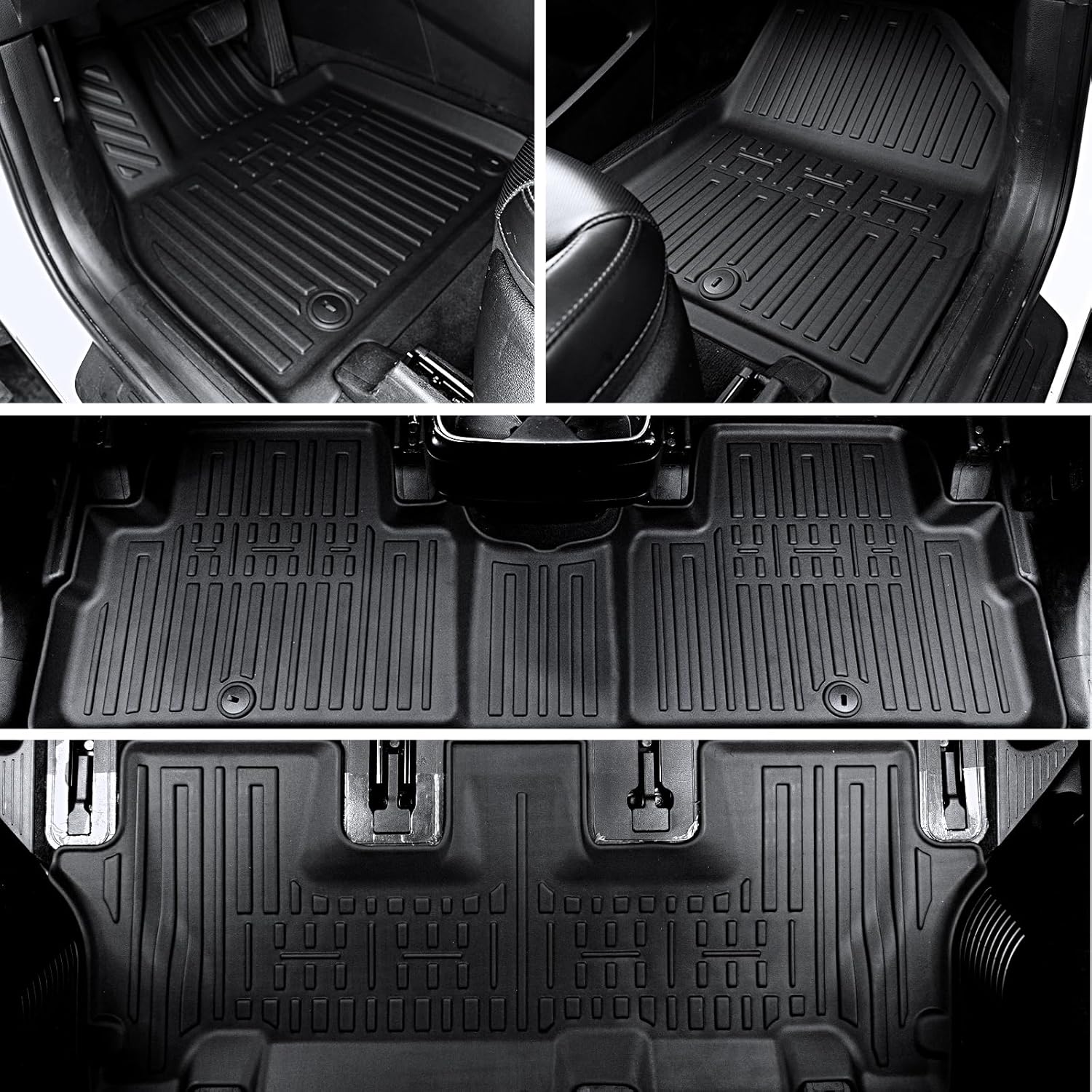 Floor Mats Cargo Mat with Backrest Mats for 2020-2025 Kia Telluride 7/8 Passenger Car Mats Accessories, All Weather TPE Protectors Cargo Liner Seat Back Covers(Floor Mats+2-in-1 Cargo Mat)