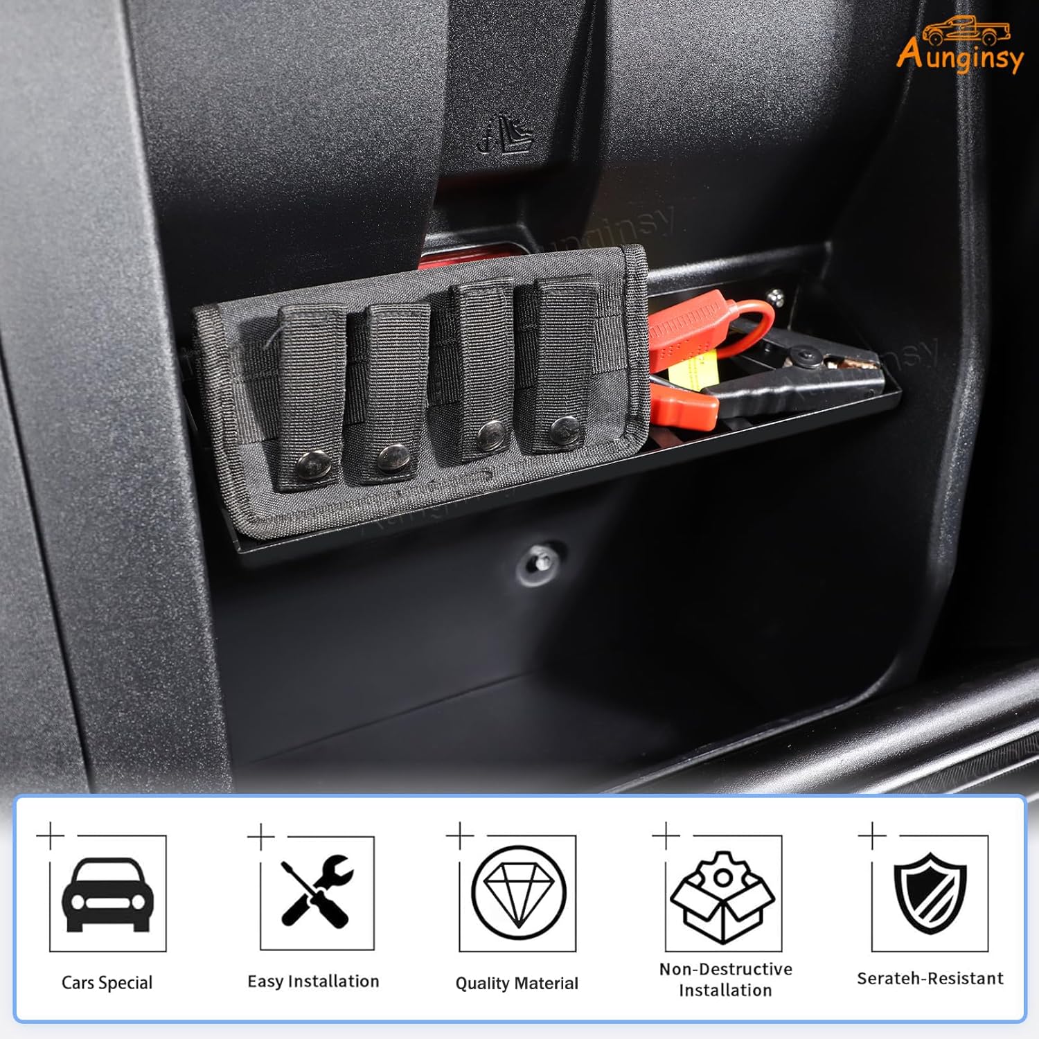 Aunginsy Backseat Car Organizer Tray Compatible with Toyota Tacoma 2016-2023 Aluminum Second-Row Seat Back Storage Partition Storage Rack Shelf Panel Hanging Expansion Storage Baffle Box Accessories