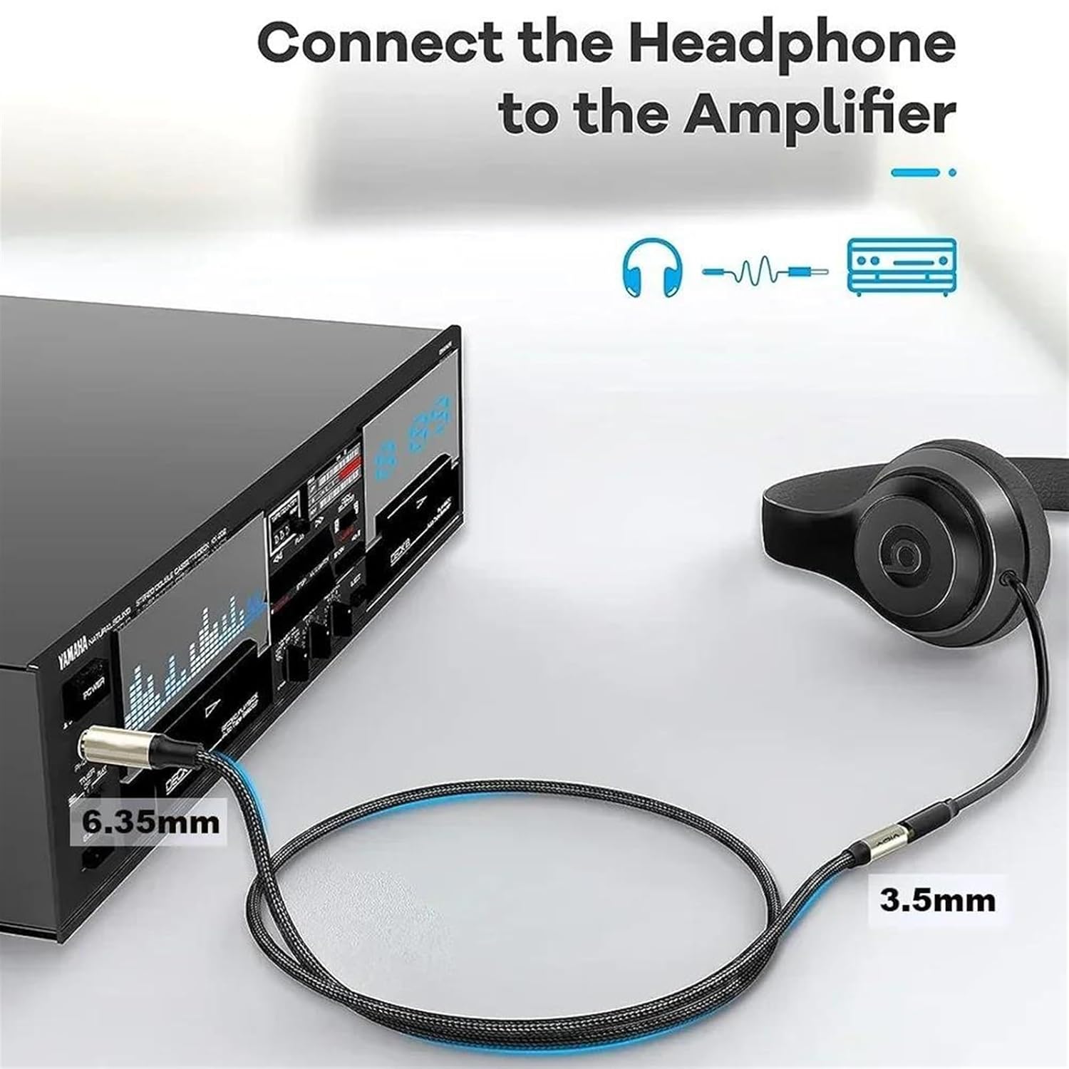 Guitar Audio Cable 6.35mm to 3.5mm Extension Cable 1/4 Male to 1/8 Female Stereo Cable for Guitar Amplifier Keyboard(Pack of 5,2m)