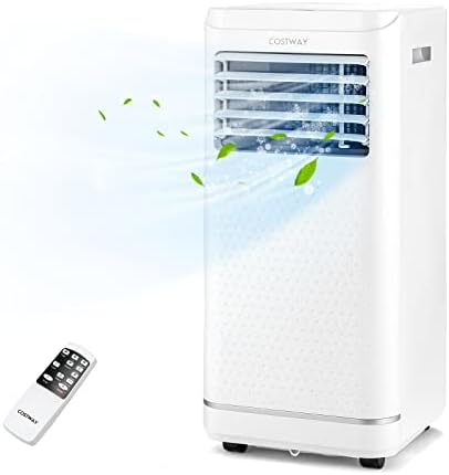 COSTWAY 10000 BTU Portable Air Conditioner, Personal AC Unit with Dehumidifier & Fan Mode, Sleep Mode, 24H Timer, LED Display, Child Lock, Remote Control, Cool Rooms up to 350 Sq.Ft (10000BTU)