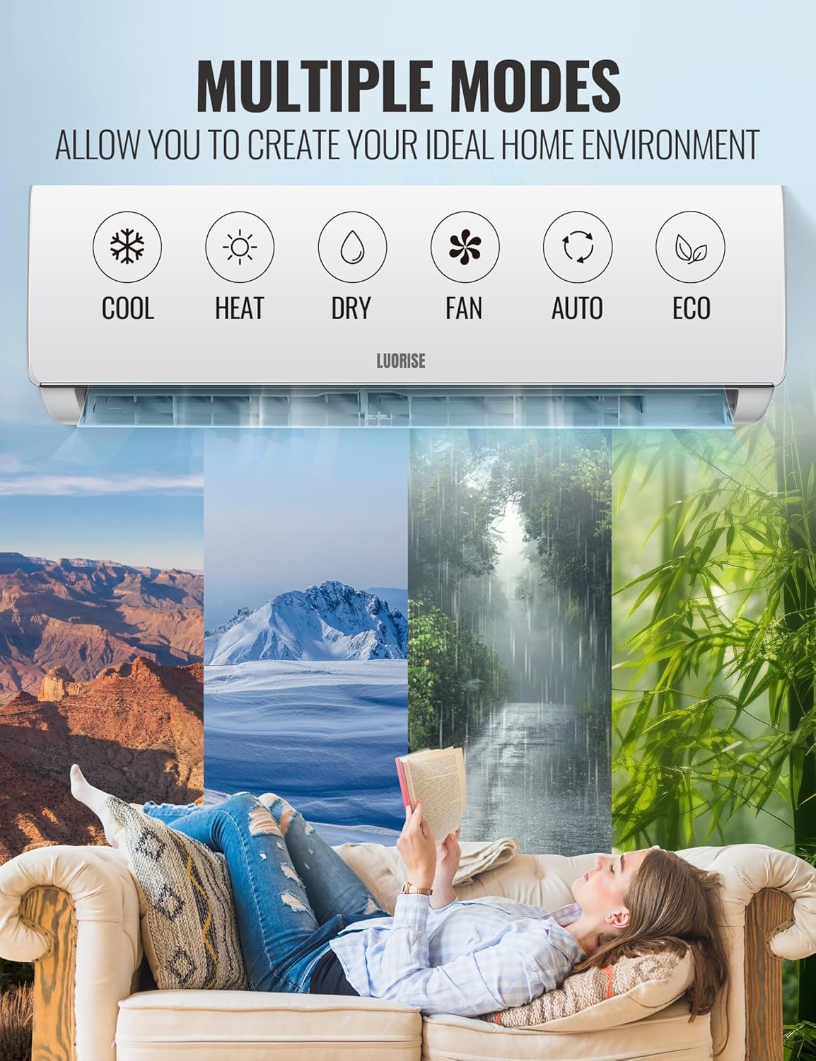 11500 BTU WiFi Mini Split AC/Heating System, Ductless Air Conditioner, 17 SEER2 115V Inverter Wall AC Unit, Cools Up to 550 Sq.Ft, Pre-Charged Heat Pump & 16.4ft Installation Kit