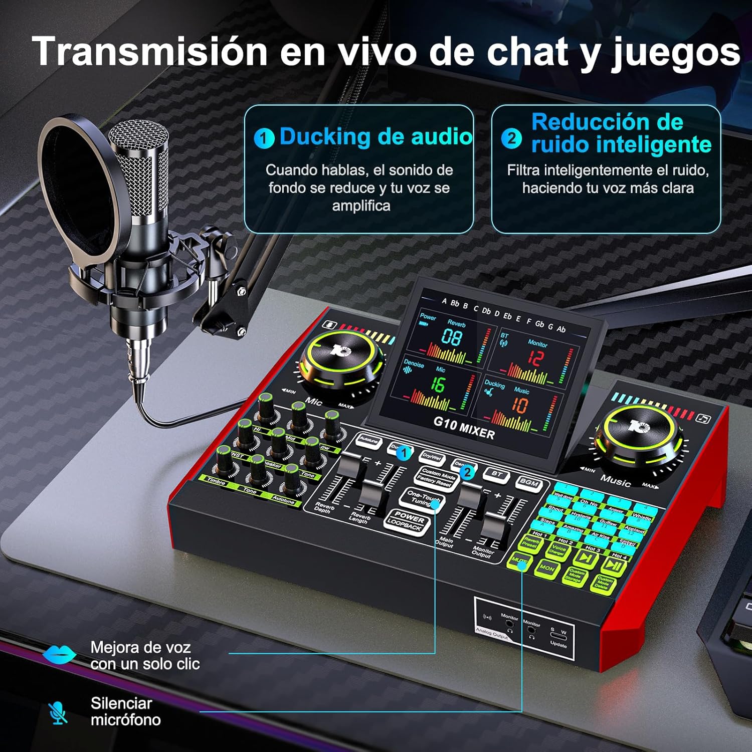 Podcast Equipment Bundle with 3.5mm Condenser Microphone for Pc/Phone Live Streaming Singing Gaming, Podcast Microphone Bundle with Live Sound Board Audio Mixer Denoise,DJ Sets