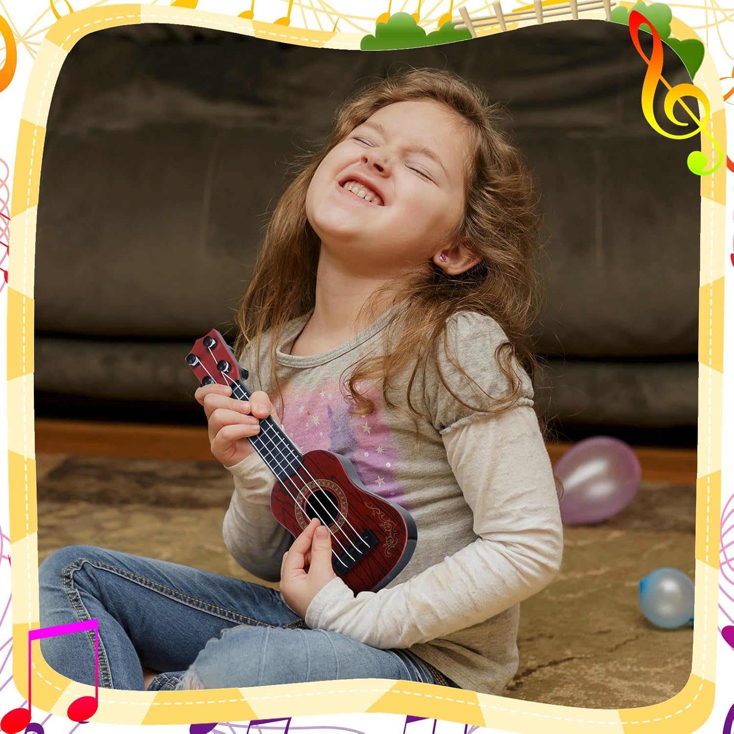 Lenwen 36 Pcs Kids Ukulele Guitar 10 Inch Kids Toy Ukulele 4 Strings Mini Guitar Children Musical Instruments Educational Learning Toy for Toddler Beginner Preschoolers Education