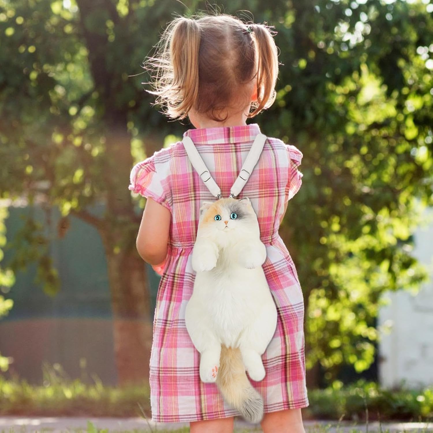 Stuffed Realistic Cat Plush Backpack – Handmade Wool Soft Texture | Simulation Cat Shaped Bag Cute Carry Pack | Lightweight Fashion Storage Accessory For School Travel Cosplay And D