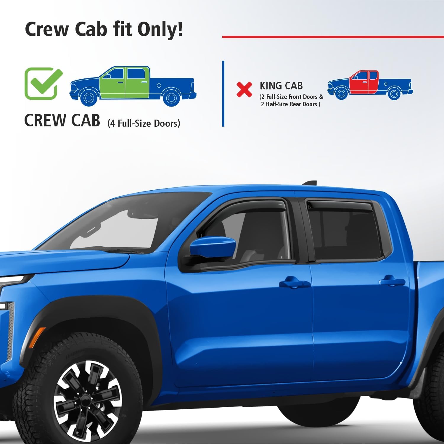 Goodyear Shatterproof in-Channel Window Deflectors for Nissan Frontier 2022-2026 Crew Cab, Rain Guards, Window Visors for Cars, Vent Deflector, Car Accessories, 4 pcs - GY007865