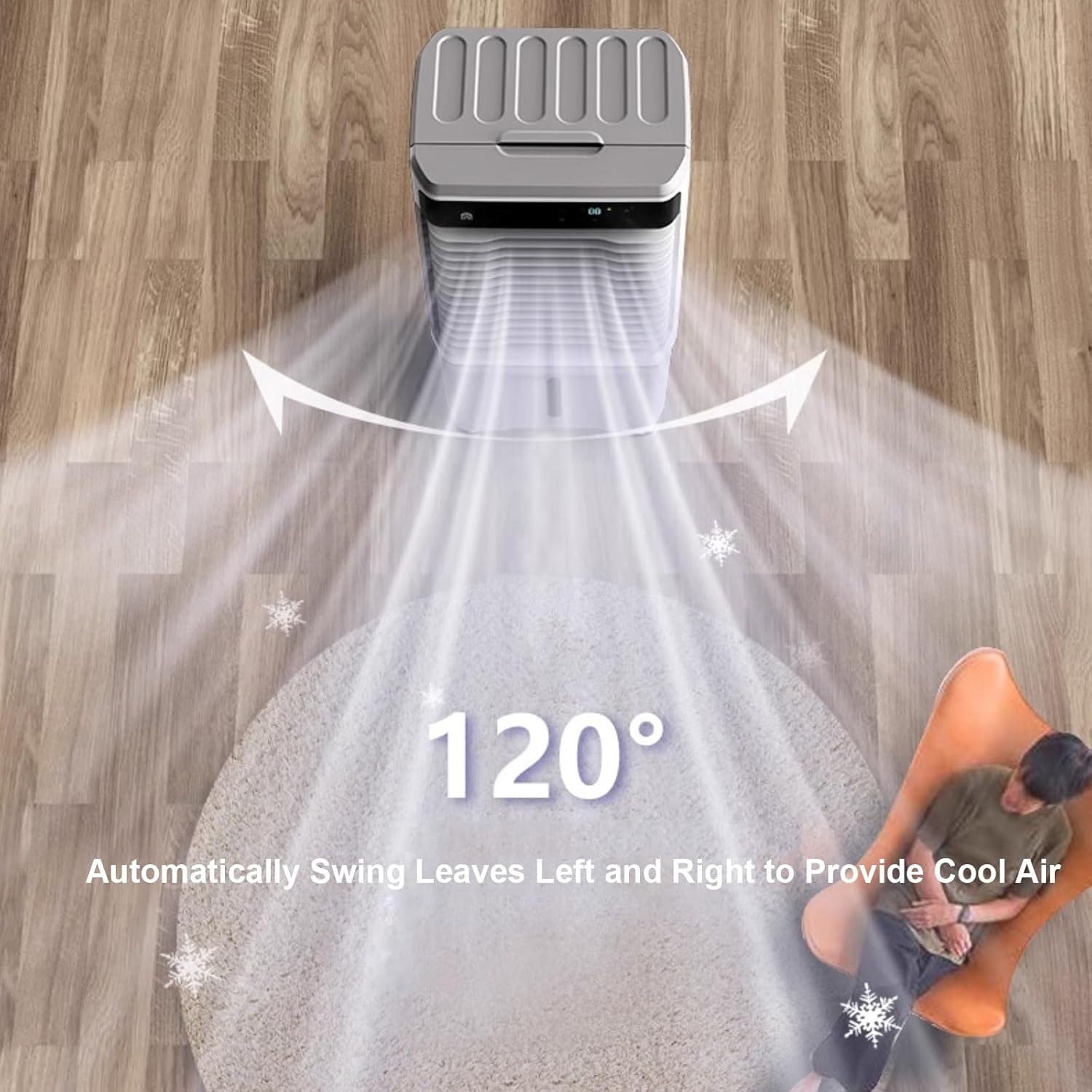 Swamp Cooler, 4000CFM Windowless Air Conditioner with 13 Gal Water Tank, 120° Oscillation, 3 Speed, 5 H Timer, Remote, 4 Ice Packs, Evaporative Cooler for Indoor＆Outdoor